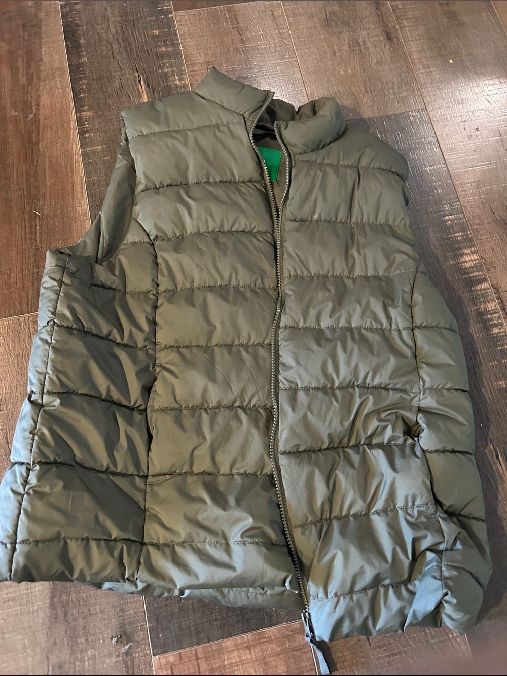 Dip Olive Green Puffer Vest Quilted Sleeveless Jacket Size XL